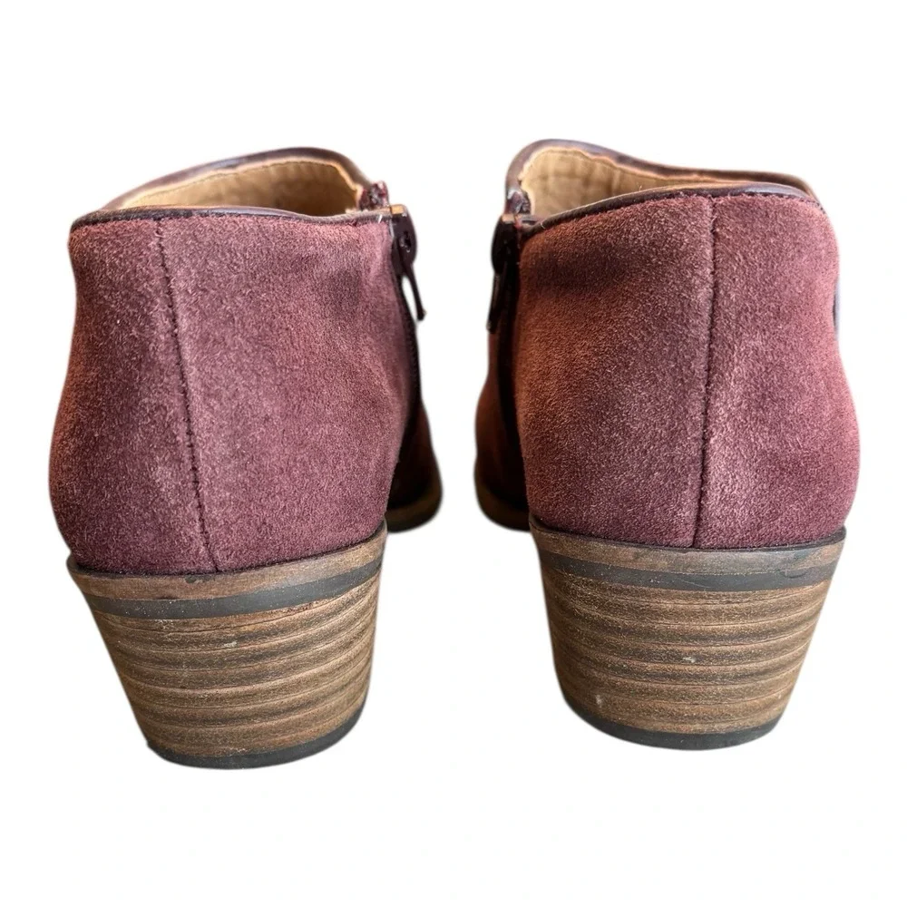 Lucky Brand Boots Womens 6.5 M‎ Faithly Ankle Booties Suede Burgundy Wine Zip Up